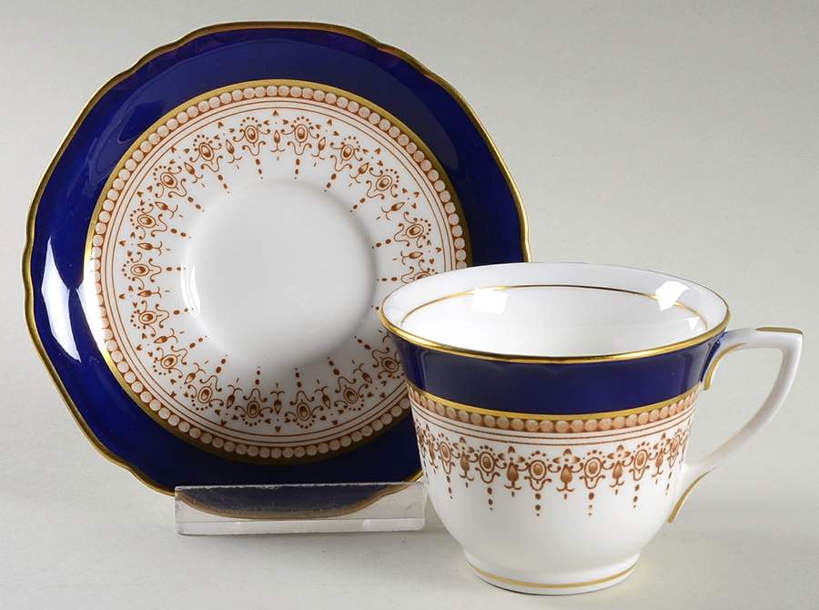 Regency Blue Flat Demitasse Cup & Saucer Set by Royal Worcester-1