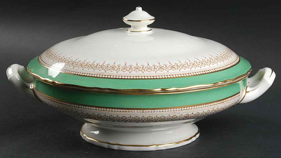 Regency Green and Brown (Older) Round Covered Vegetable by Royal Worcester-1
