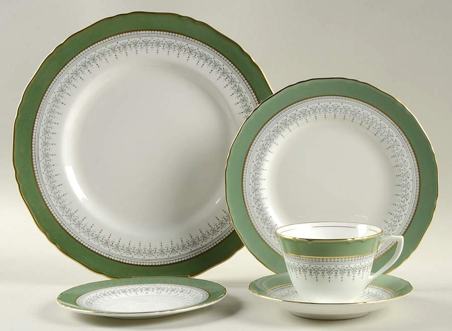 Regency Green and Gray (Newer) 40 Piece Estate Set by Royal Worcester-1