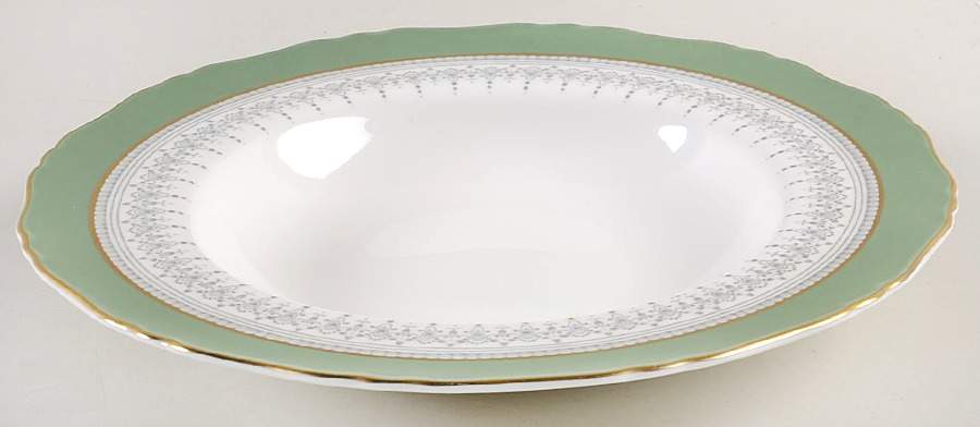 Regency Green and Gray (Newer) Large Rim Soup Bowl by Royal Worcester-1