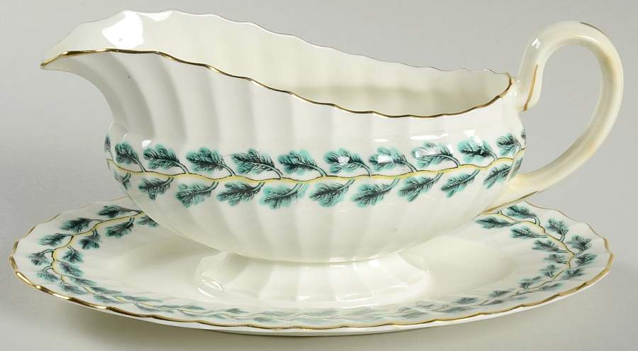 Royal Oak Gravy Boat with Attached Underplate by Royal Worcester-1
