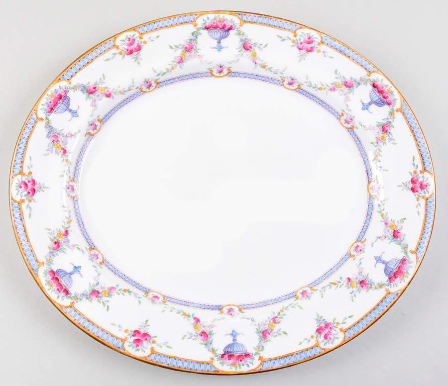 Rosemary Sky Blue White 13" Oval Serving Platter by Royal Worcester-1