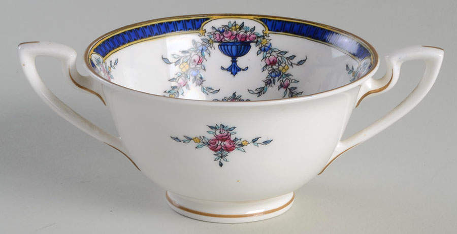 Rosemary Dark Blue White Footed Bouillon Cup by Royal Worcester-1