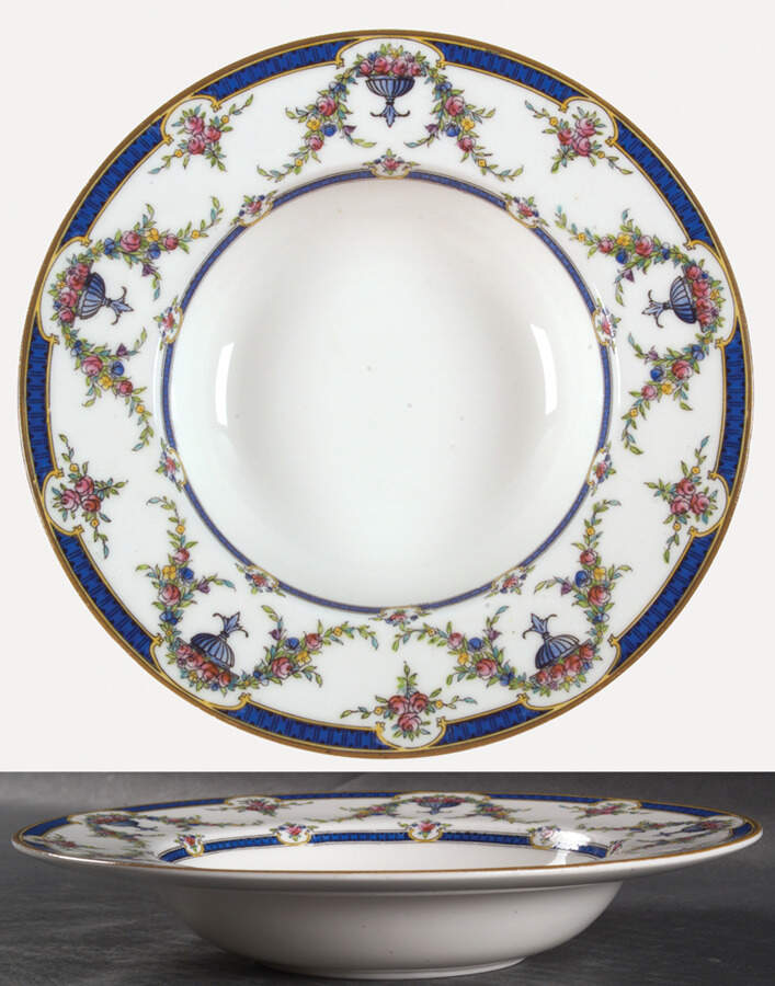 Rosemary Dark Blue White Rim Soup Bowl by Royal Worcester-1