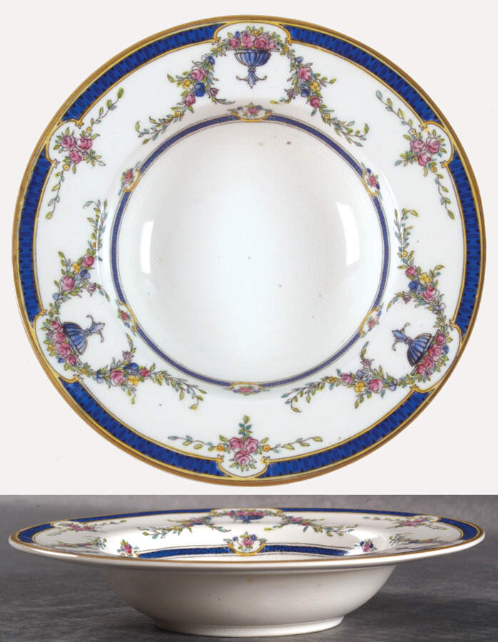 Rosemary Dark Blue White Rim Fruit/Dessert (Sauce) Bowl by Royal Worcester-1