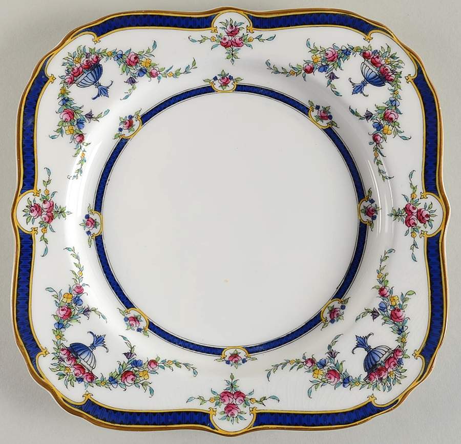 Rosemary Dark Blue White Square Luncheon Plate by Royal Worcester-1
