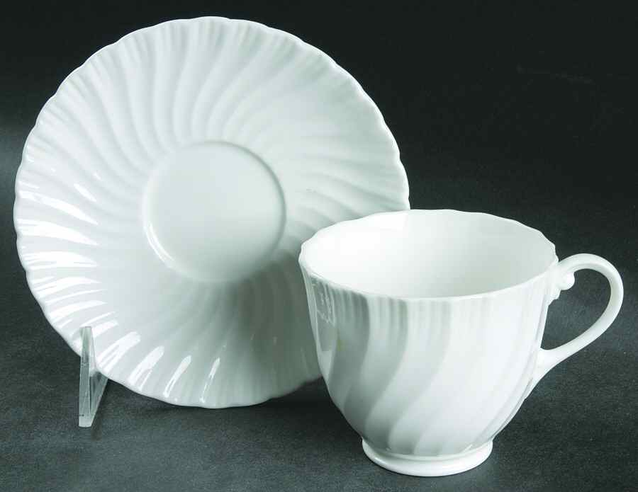 Snowflake Footed Cup & Saucer Set by Royal Worcester-1