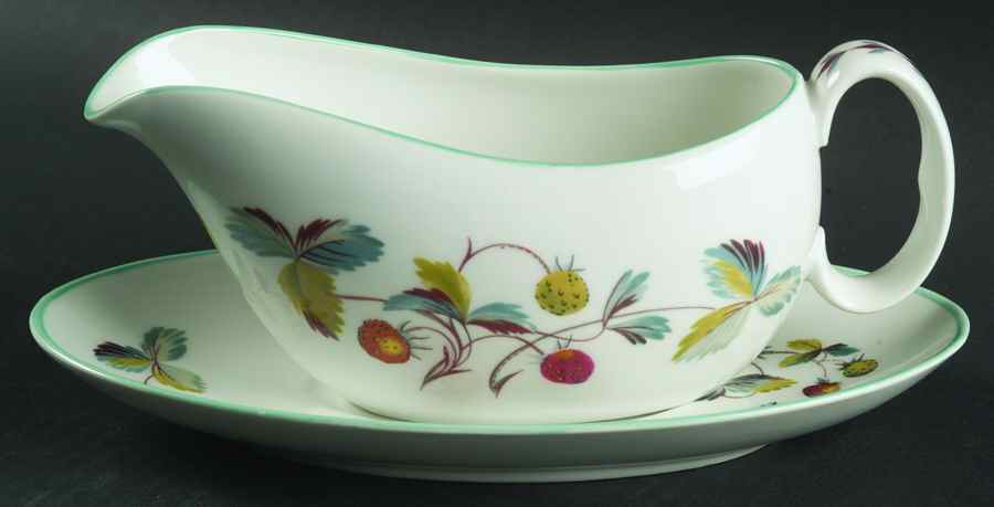 Strawberry Fair (Oven To Table, Bluetrim) Gravy Boat & Underplate by Royal Worcester-1