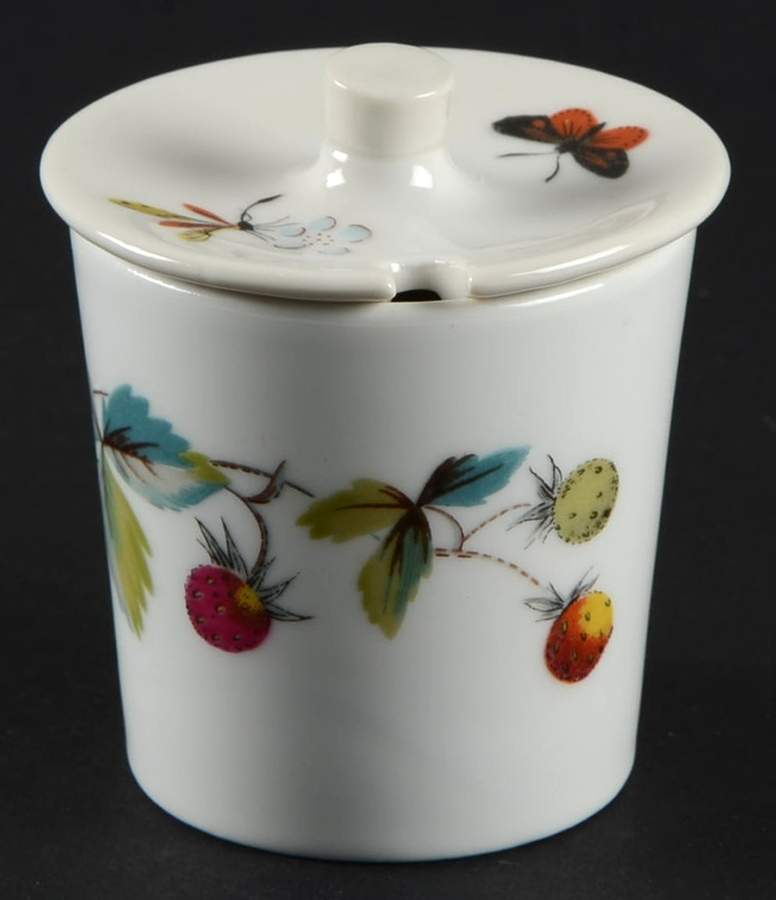 Strawberry Fair (Oven To Table, Bluetrim) Mustard Jar & Lid by Royal Worcester-1