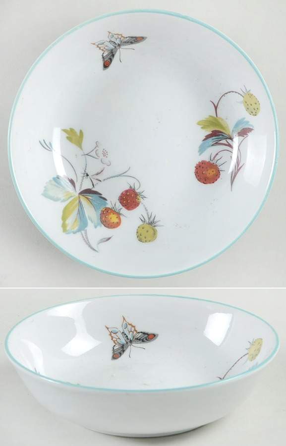 Strawberry Fair (Oven To Table, Bluetrim) Fruit/Dessert (Sauce) Bowl by Royal Worcester-1