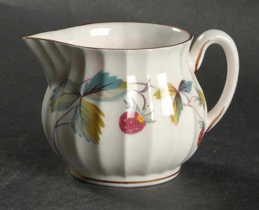 Strawberry Fair (Bone, Rim, Fluted, Gold) Mini Creamer by Royal Worcester-1