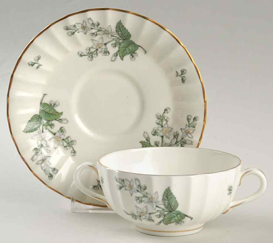 Valencia Footed Cream Soup Bowl & Saucer Set by Royal Worcester-1