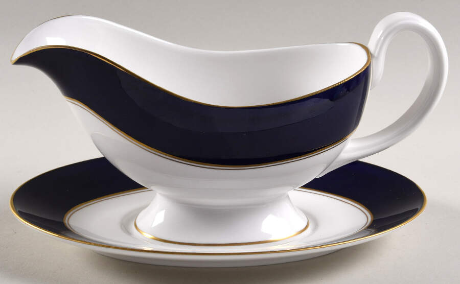 Ventura Cobalt Blue Gravy Boat & Underplate by Royal Worcester-1