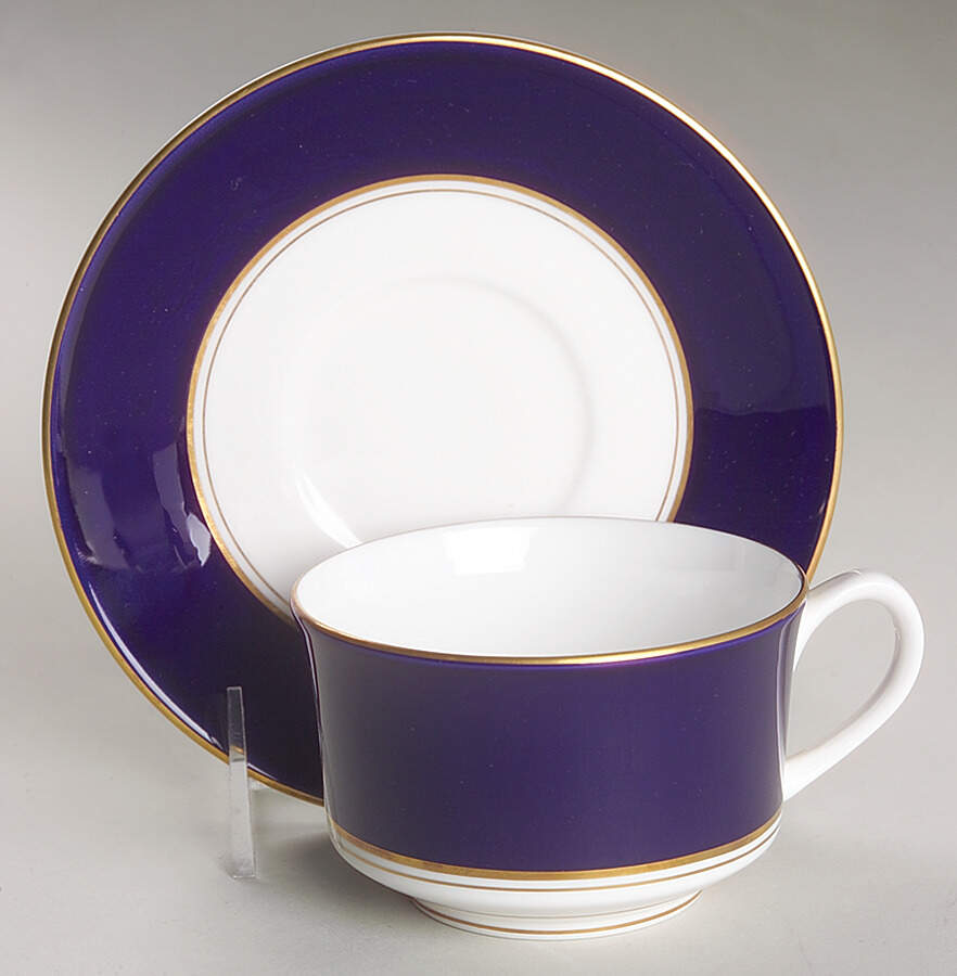 Ventura Cobalt Blue Flat Cup & Saucer Set by Royal Worcester-1