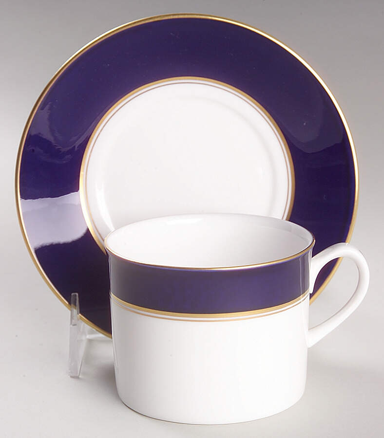 Ventura Cobalt Blue Flat Cup & Saucer Set by Royal Worcester-1