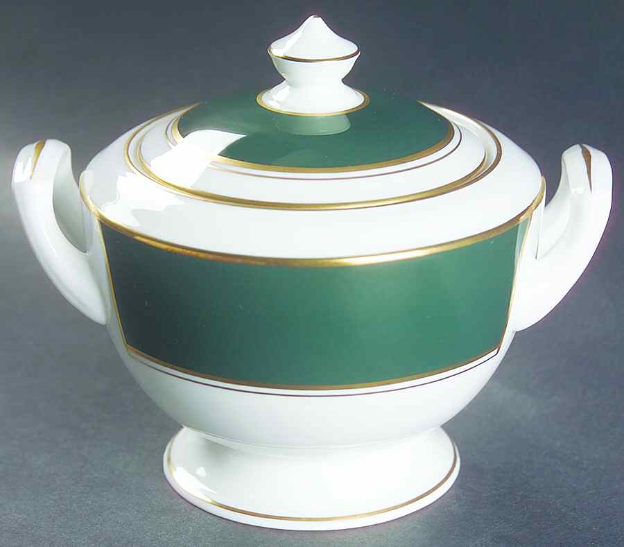 Ventura Dark Green Sugar Bowl & Lid by Royal Worcester-1