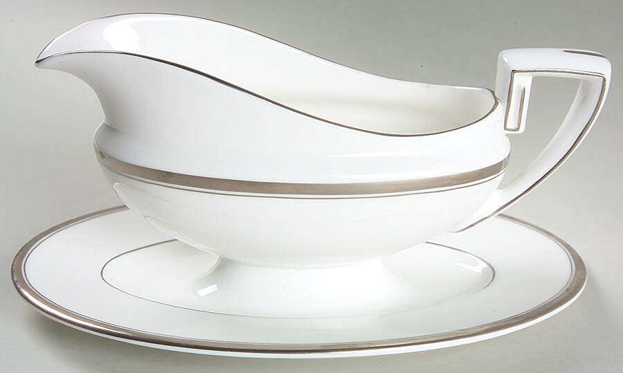 Viceroy (Platinum Trim) Gravy Boat with Attached Underplate by Royal Worcester-1