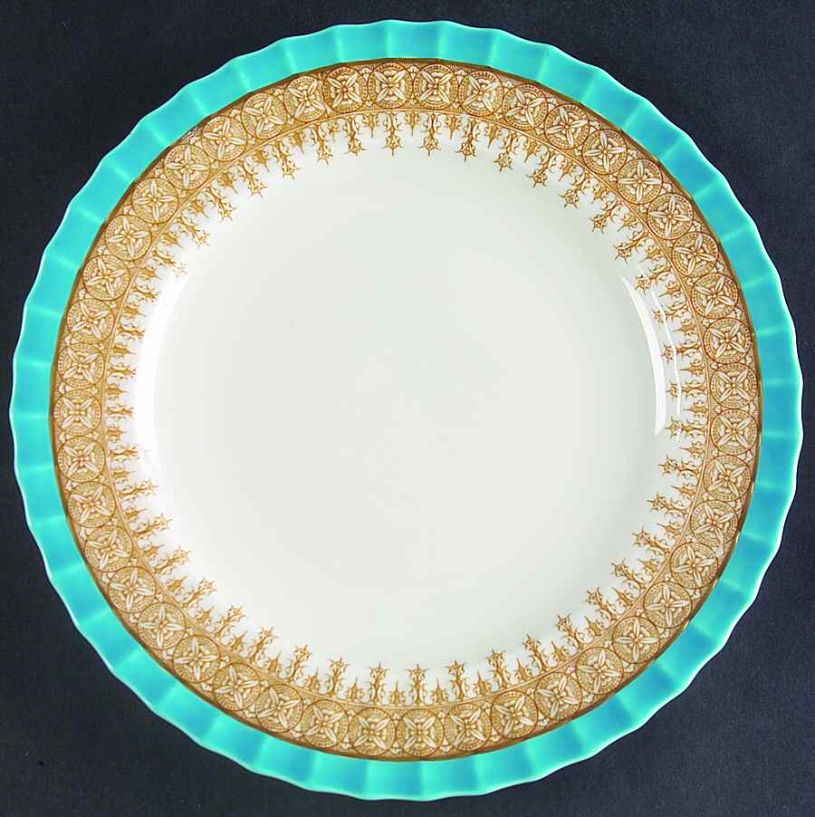 W1960 Turquoise Luncheon Plate by Royal Worcester-1