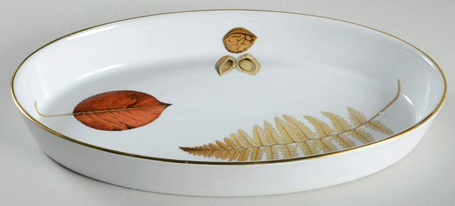 Wild Harvest (Gold Trim) 14" Oval Baker by Royal Worcester-1