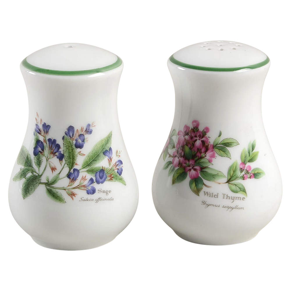 Worcester Herbs (Green Trim) Salt & Pepper Set by Royal Worcester-1