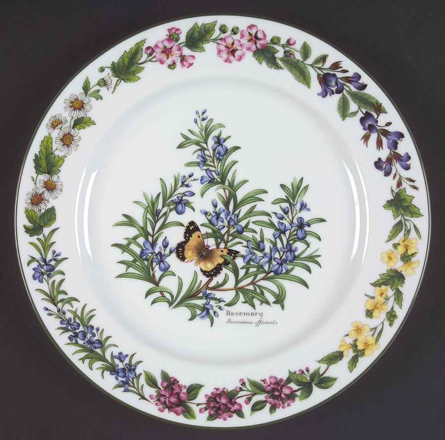 Worcester Herbs (Green Trim) Dinner Plate by Royal Worcester-1