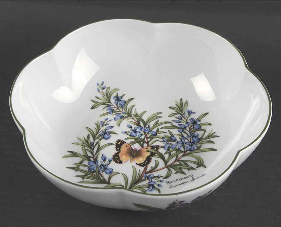 Worcester Herbs (Green Trim) Large Round Scalloped Dish by Royal Worcester-1