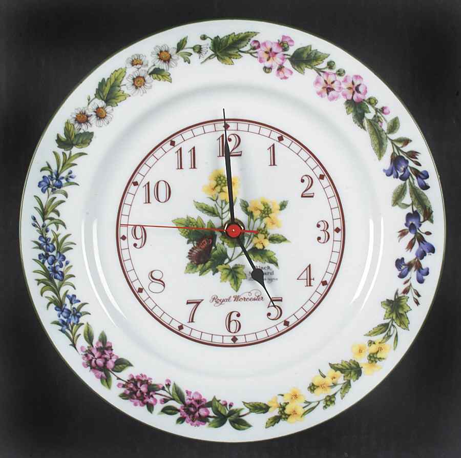 Worcester Herbs (Green Trim) Clock Plate by Royal Worcester-1