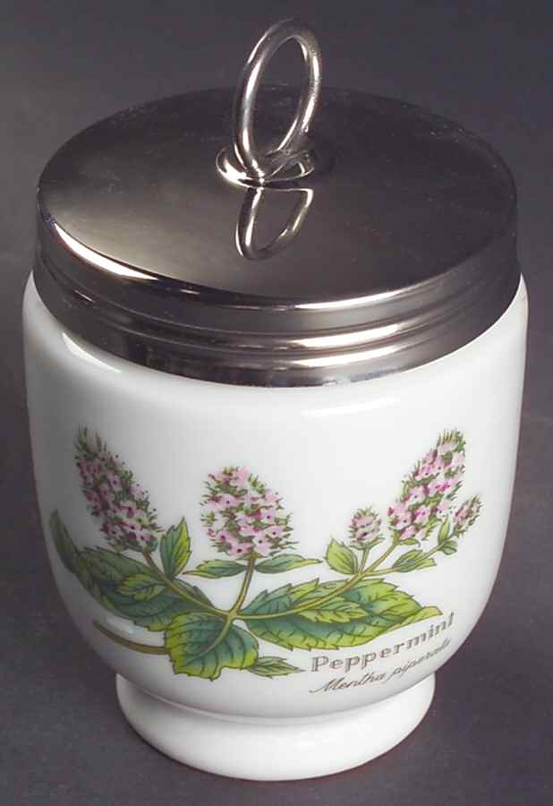 Worcester Herbs (Green Trim) King Size Egg Coddler & Lid by Royal Worcester-1