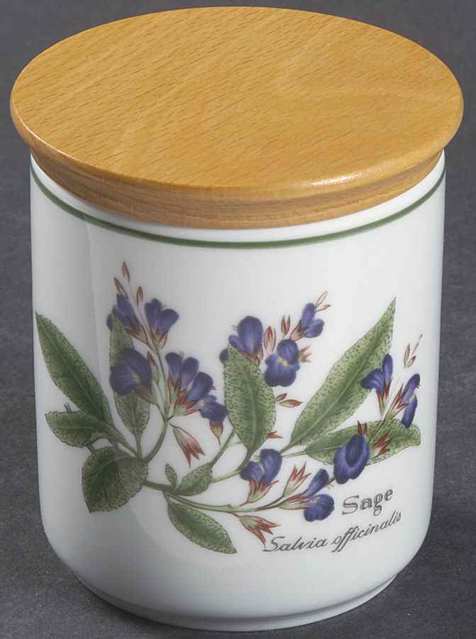 Worcester Herbs (Green Trim) Herb Jar & Lid by Royal Worcester-1