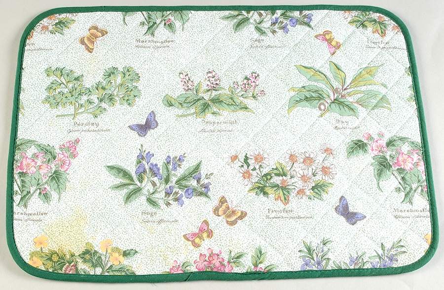 Worcester Herbs (Green Trim) Cloth Placemat by Royal Worcester-1