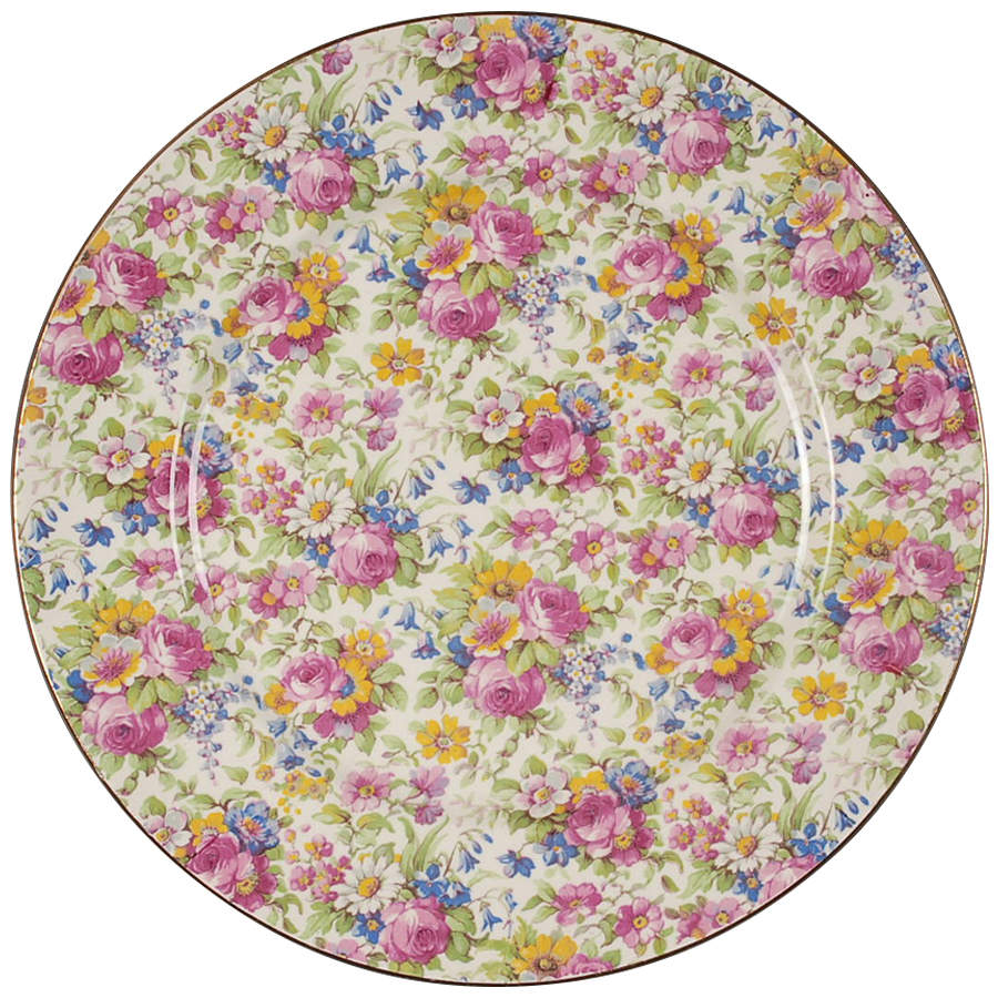Summertime (Pre 1960, Cream Background, Gold Trim) Dinner Plate by Royal Winton-1