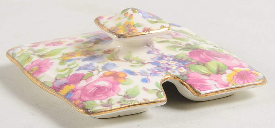 Summertime (Pre 1960, Cream Background, Gold Trim) Lid for Jam/Jelly by Royal Winton-1