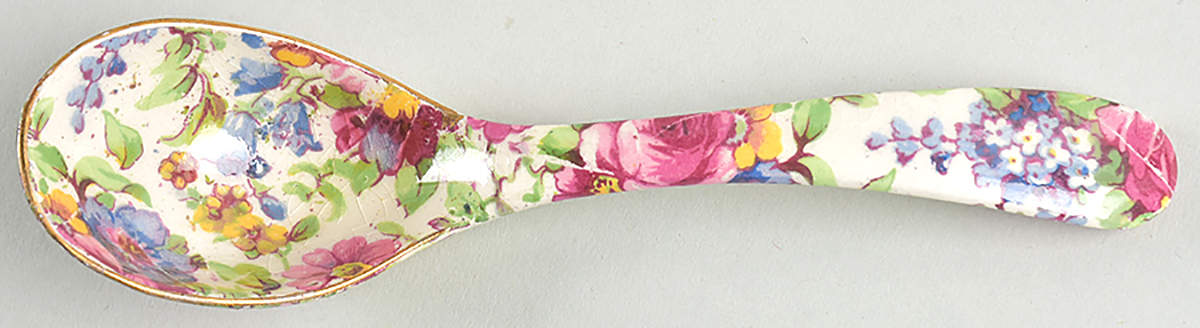 Summertime (Pre 1960, Cream Background, Gold Trim) Saville Mayonnaise Ladle Only by Royal Winton-1