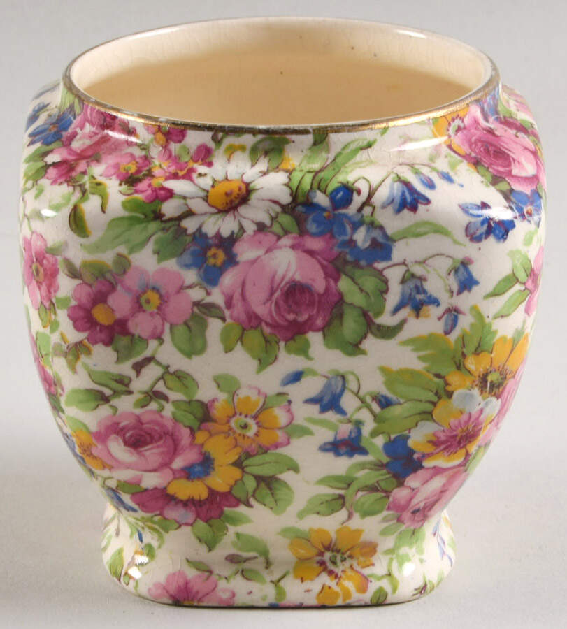 Summertime (Pre 1960, Cream Background, Gold Trim) Jam/Jelly No Metal Lid by Royal Winton-1