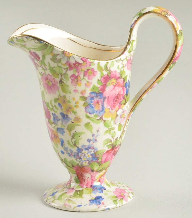 Summertime (Pre 1960, Cream Background, Gold Trim) Grecian Creamer by Royal Winton-1