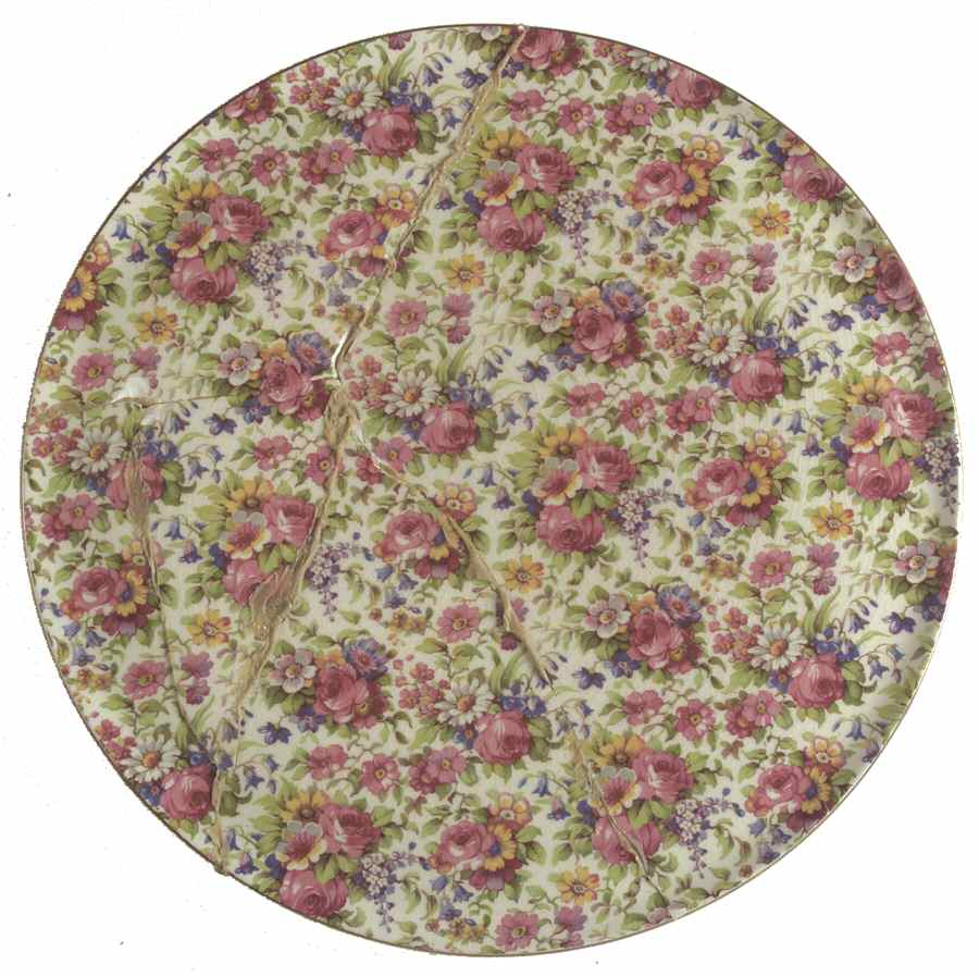 Summertime (Pre 1960, Cream Background, Gold Trim) Cake Plate by Royal Winton-1