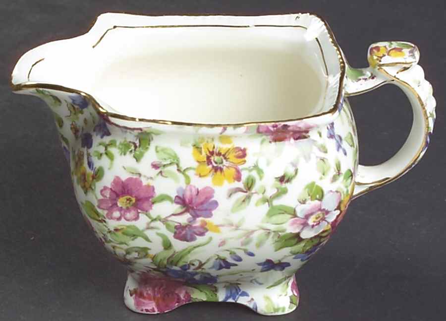 Summertime (Pre 1960, Cream Background, Gold Trim) Athena Creamer (Early) by Royal Winton-1