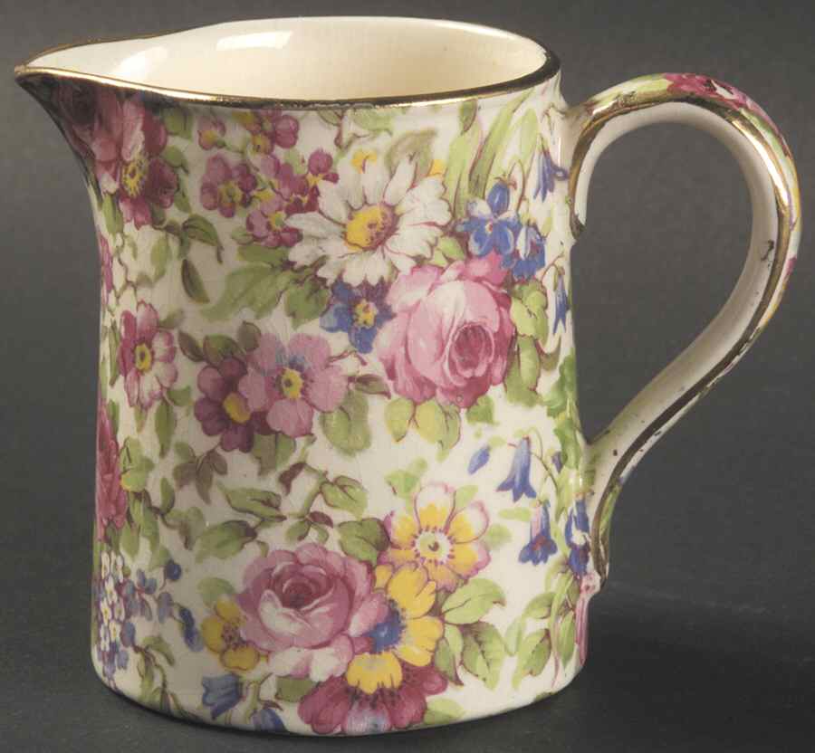 Summertime (Pre 1960, Cream Background, Gold Trim) Winton Creamer by Royal Winton-1