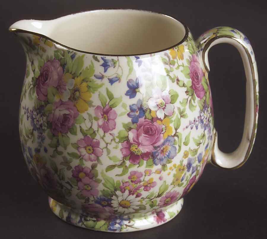 Summertime (Pre 1960, Cream Background, Gold Trim) 14 Oz Jug by Royal Winton-1