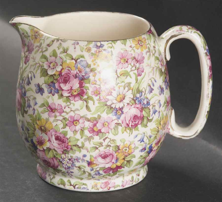 Summertime (Pre 1960, Cream Background, Gold Trim) 20 Oz Jug by Royal Winton-1