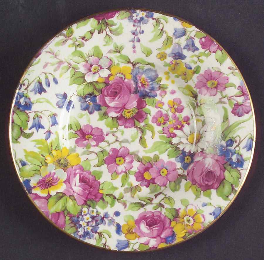 Summertime (Pre 1960, Cream Background, Gold Trim) Coaster by Royal Winton-1