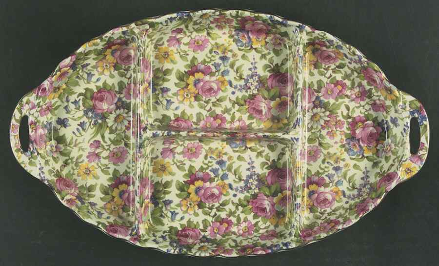 Summertime (Pre 1960, Cream Background, Gold Trim) 4 Part Relish by Royal Winton-1