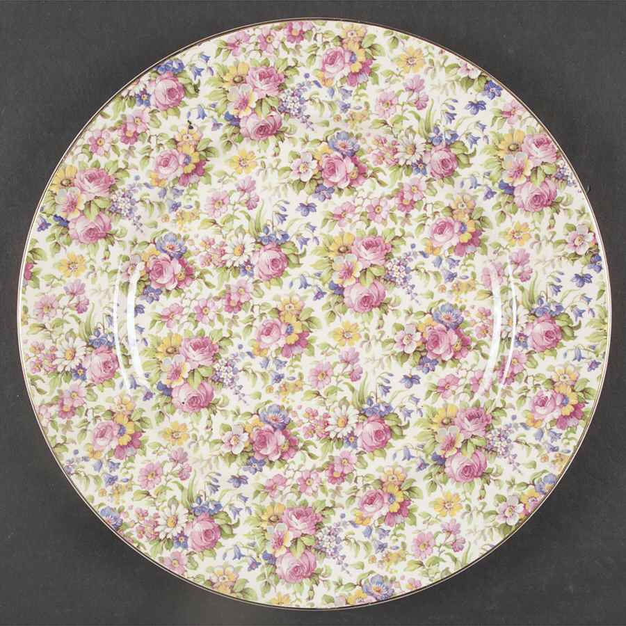 Summertime (Pre 1960, Cream Background, Gold Trim) Service Plate (Charger) by Royal Winton-1