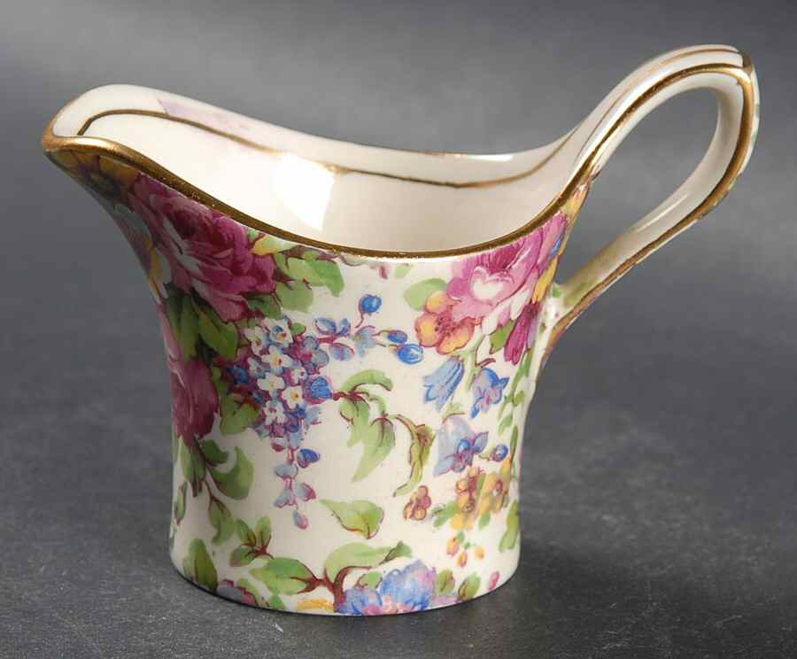 Summertime (Pre 1960, Cream Background, Gold Trim) Eaton Individual Breakfast Set Creamer by Royal Winton-1