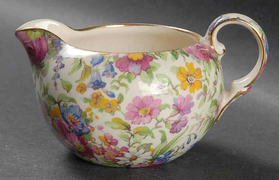 Summertime (Pre 1960, Cream Background, Gold Trim) Elite Creamer by Royal Winton-1
