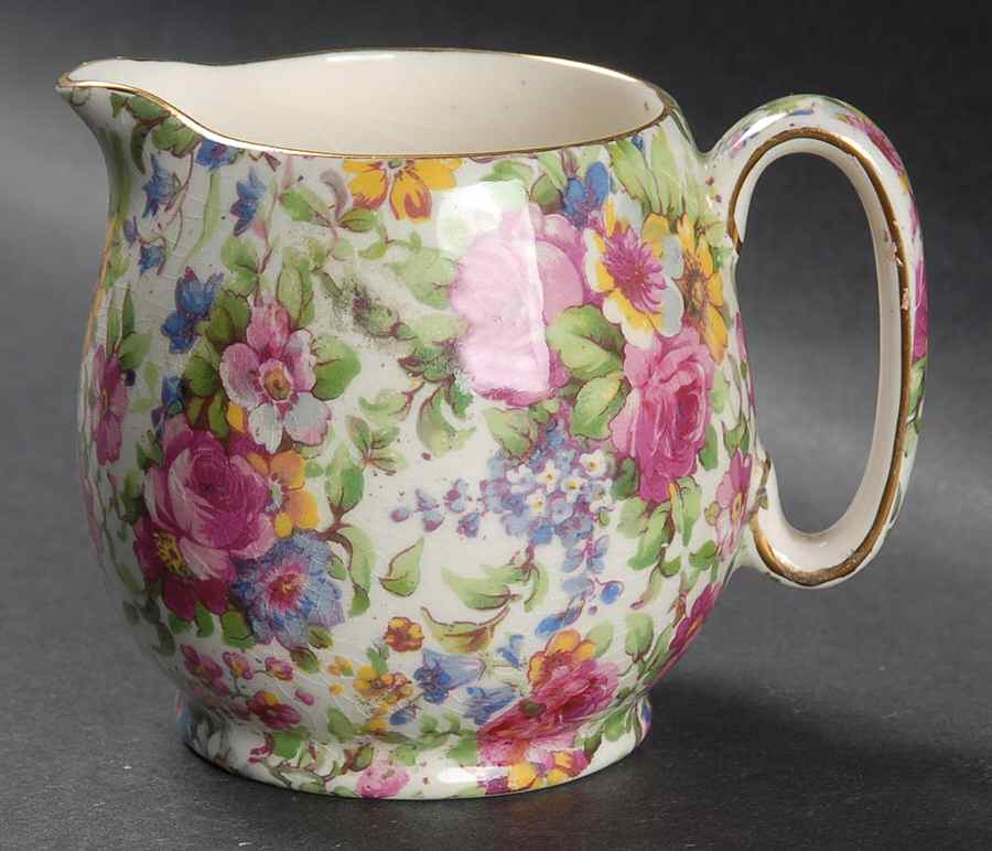 Summertime (Pre 1960, Cream Background, Gold Trim) Countess Creamer by Royal Winton-1