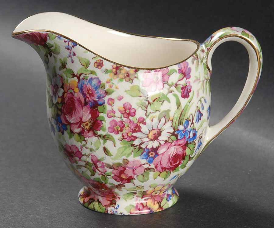 Summertime (Pre 1960, Cream Background, Gold Trim) Albans Creamer by Royal Winton-1