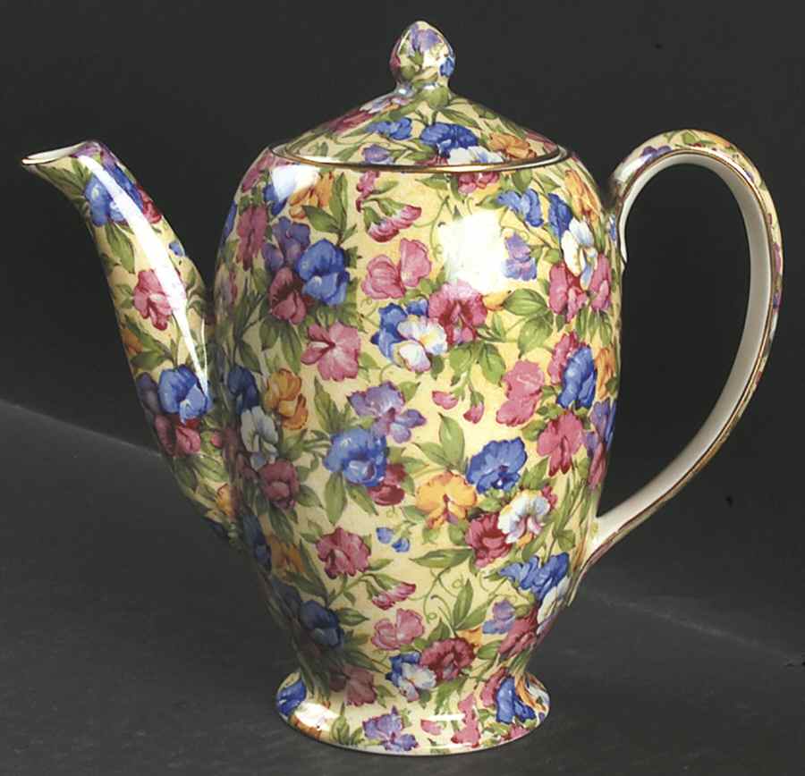 Sweet Pea Albans Shape Coffee Pot & Lid by Royal Winton-1