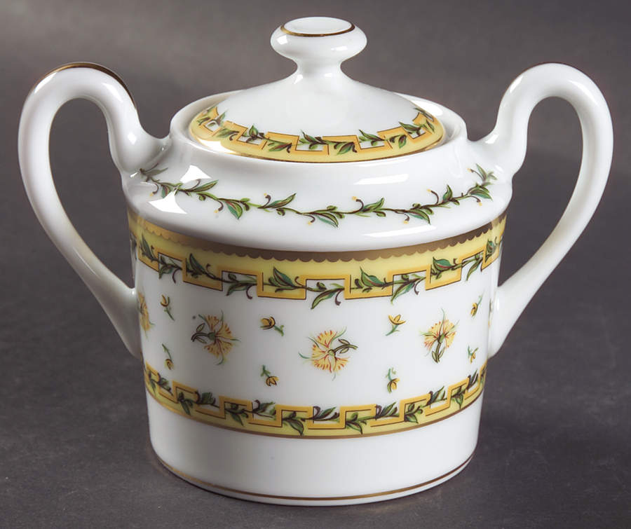 Bougainville Yellow Sugar Bowl & Lid by Raynaud-1