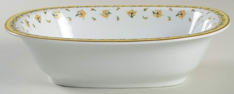 Bougainville Yellow 9" Oval Vegetable Bowl by Raynaud-1